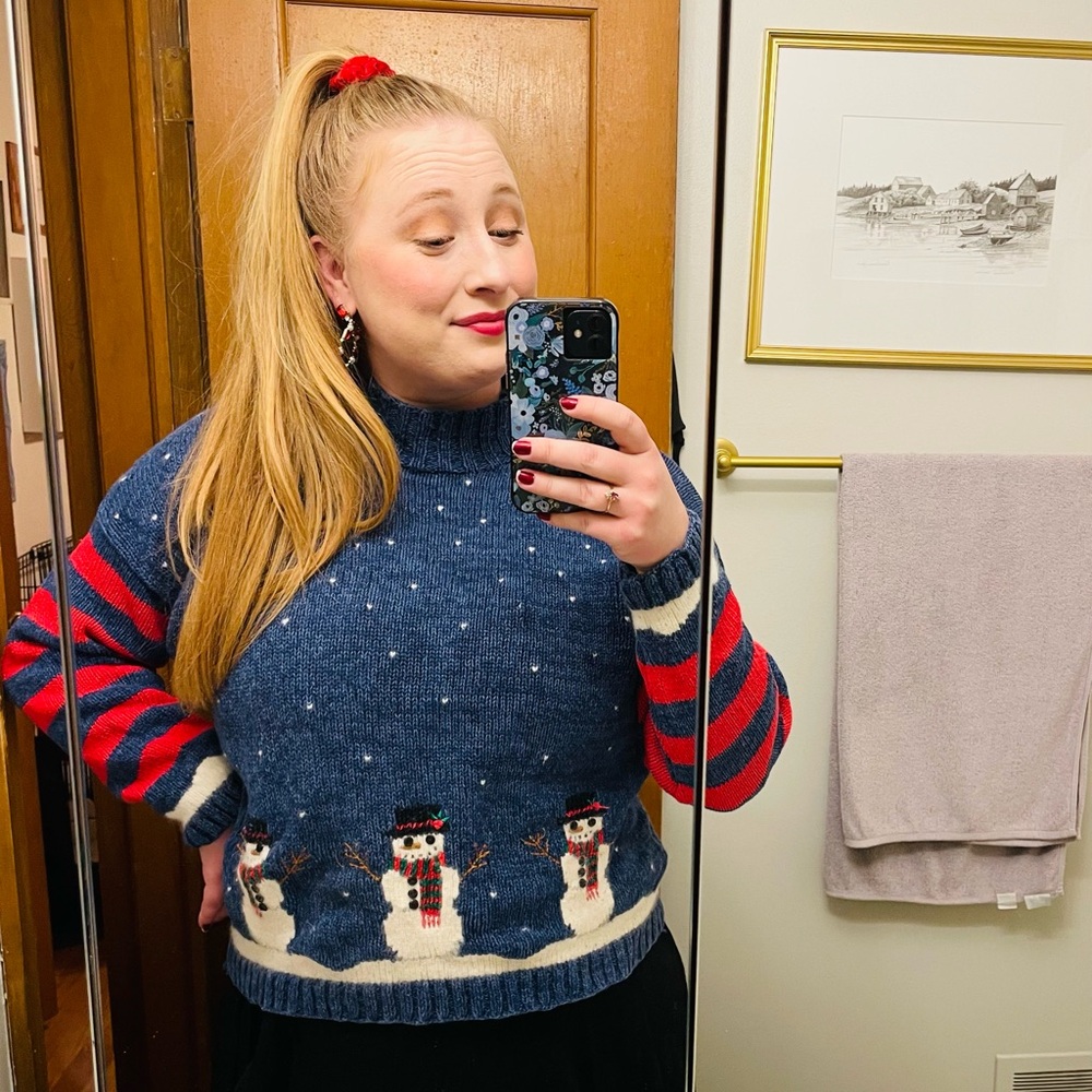 Festive Vintage Christmas Snowman Sweater
